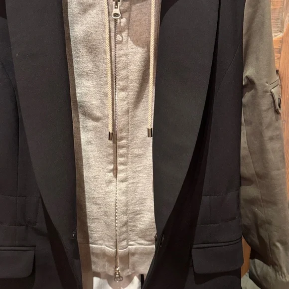 Veronica Beard army blazer with zip-in grey hoodie dickie, size 8 - Picture 10 of 12